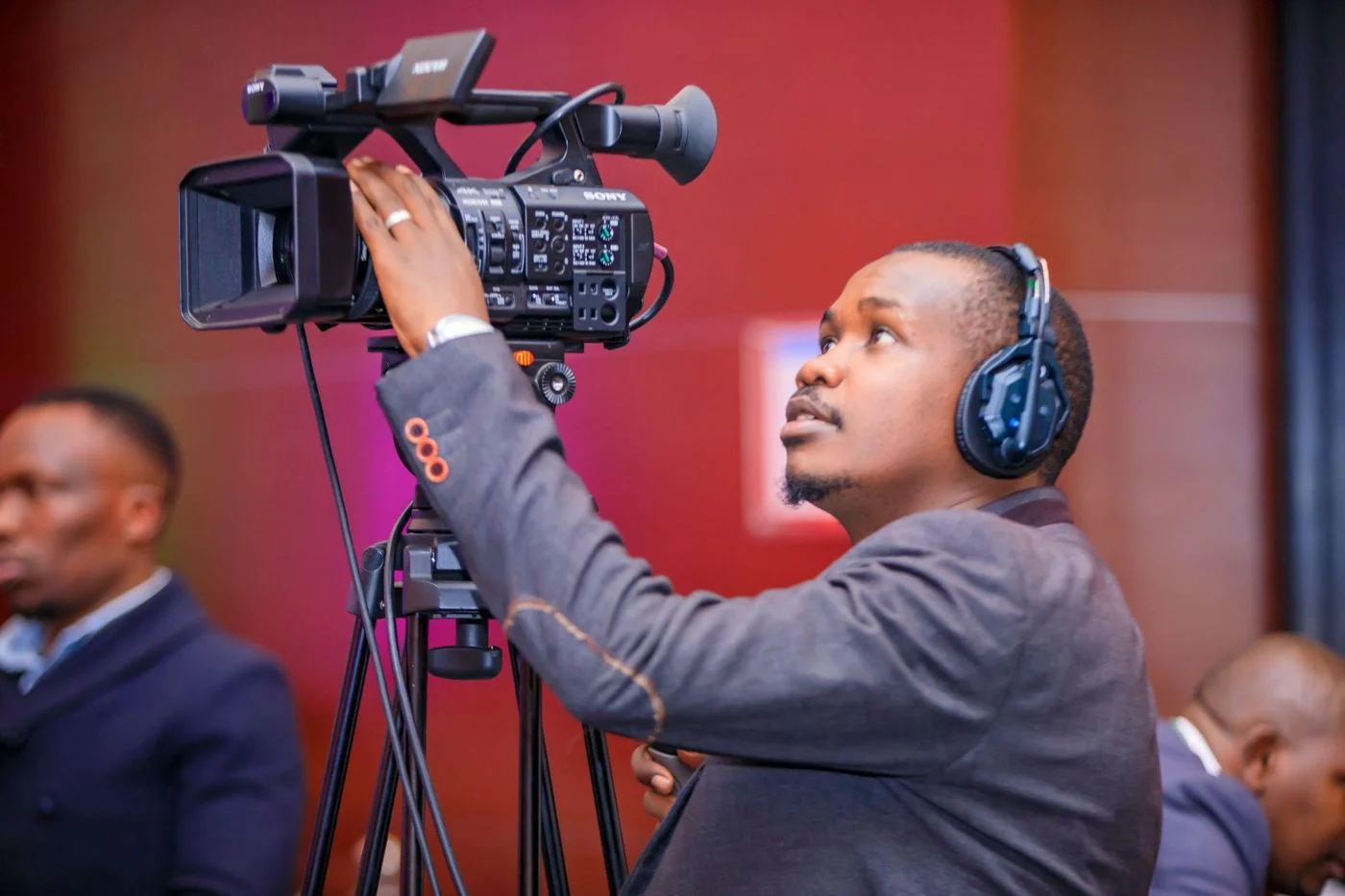 Camera operator recording an interview